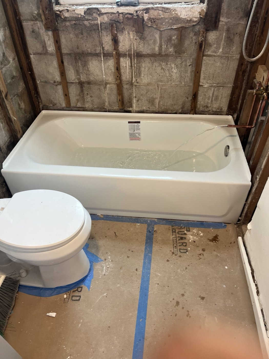 Bathroom plumbing remodeling in progress
